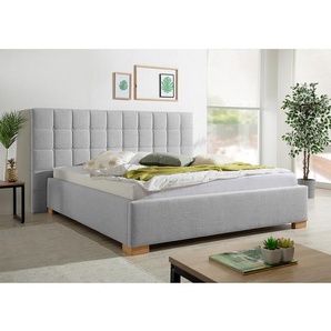 Polsterbett Whitewood 200 x 200cm Strukturstoff Grau/Hellgrau