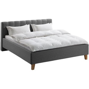 Polsterbett Woodlake I 200 x 200cm Webstoff Mavie Beige ohne Stauraum Eiche