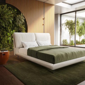 Polsterbettgestell Cusino 140x200 cm Bouclé Creme-Weiß, Polsterbetten