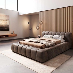Polsterbettgestell Cutio 140x200 cm Mikrofaser Taupe Vintage, Polsterbetten