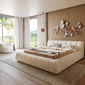 Polsterbettgestell Cutio 180x200 cm Bouclé Creme-Weiß, Polsterbetten