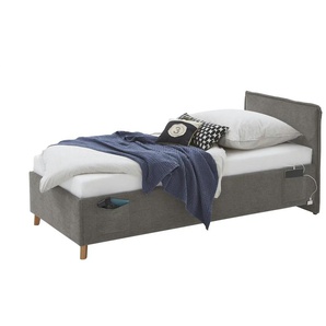 Polsterbett mit trendiger Kederumrahmung Fun ¦ grau ¦ Maße (cm): B: 103 H: 90