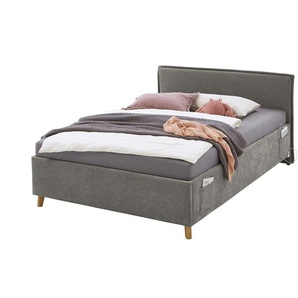 Polsterbettgestell mit trendiger Kederumrahmung - grau - Materialmix - 153 cm - 90 cm | Möbel Kraft