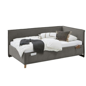 Polsterbettgestell mit trendiger Kederumrahmung - grau - Materialmix - 153 cm - 90 cm | Möbel Kraft