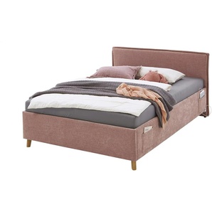 Polsterbettgestell mit trendiger Kederumrahmung - rosa/pink - Materialmix - 133 cm - 90 cm | Möbel Kraft
