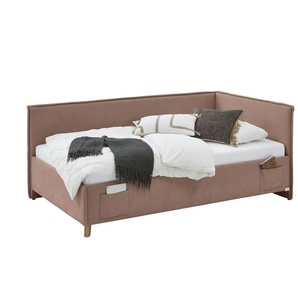 Polsterbett mit trendiger Kederumrahmung - rosa/pink - Materialmix - 133 cm - 90 cm | Möbel Kraft