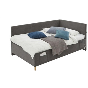 Polsterbett in Cord Cool ¦ grau ¦ Maße (cm): B: 130 H: 90