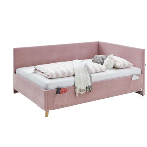 Polsterbett in Cord - rosa/pink - Materialmix - 130 cm - 90 cm | Möbel Kraft