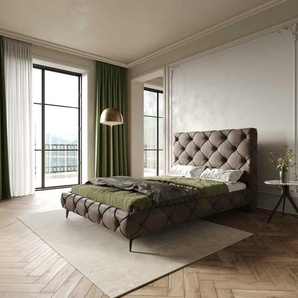 Polsterbettgestell Nayara 140x200 cm Mikrofaser Taupe Vintage, Polsterbetten