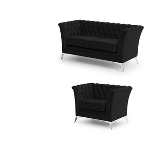 Polstergarnitur 2+1 | schwarz | 175 cm | 78 cm |