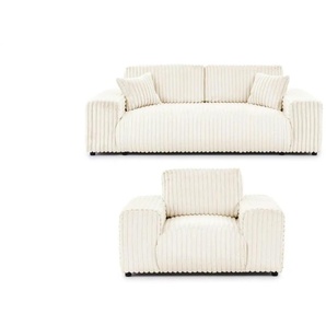 Polstergarnitur 2er-Set  Mollis ¦ beige ¦ Maße (cm): B: 213 H: 79