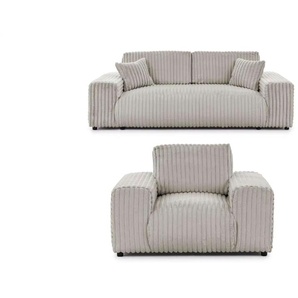 S-STYLE Polstergarnitur 2er-Set  Mollis ¦ grau ¦ Maße (cm): B: 213 H: 79