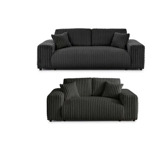 Polstergarnitur 2er-Set  Mollis ¦ grau ¦ Maße (cm): B: 213 H: 79