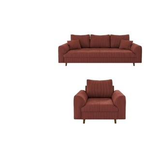 Polstergarnitur 3+1  Maya ¦ rot ¦ Maße (cm): B: 210 H: 81