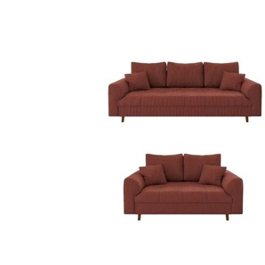 Polstergarnitur 3+2  Maya ¦ rot ¦ Maße (cm): B: 210 H: 81