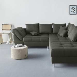 Polstergarnitur COLLECTION AB Joseli Sitzmöbel-Sets Gr. Struktur, Recamiere links oder rechts montierbar, grün (flaschengrün) Couchgarnituren Sets Ecksofa und Hocker, Recamiere links oder rechts montierbar