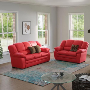 Polstergarnitur COTTA Casino Sitzmöbel-Sets Gr. H/T: 88 cm x 92 cm, Kunstleder SOFTLUX, rot (red) Couchgarnituren Sets Garnitur: Sessel, 2-Sitzer, 2,5-Sitzer