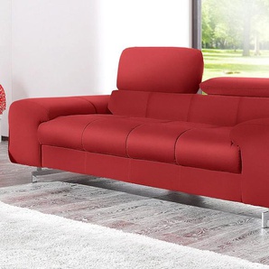 Polstergarnitur COTTA Chef Sitzmöbel-Sets Gr. Kunstleder SOFTLUX, mit Kopfteilverstellung, rot Couchgarnituren Sets bestehend aus 2-Sitzer und Hocker, mit Kopfteilverstellung