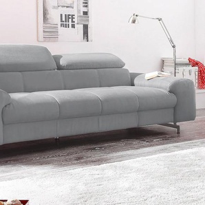 Polstergarnitur COTTA Chef, grau (hellgrau), B:232cm, Sitzmöbel-Sets, bestehend aus 3-Sitzer und Hocker, mit Kopfteilverstellung, Topseller