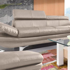 Polstergarnitur COTTA Enterprise Sitzmöbel-Sets Gr. Lu x us-Kunstleder, mit Kopfteilverstellung-mit Armteilverstellung, beige Couchgarnituren Sets Set: bestehend aus 3-Sitzer und Hocker, Inklusive Rückenverstellung