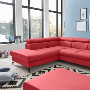 Polstergarnitur COTTA Komaris Sitzmöbel-Sets Gr. Kunstleder, mit Bettfunktion-mit Kopfteilverstellung + Ottomane links, rot (red) Couchgarnituren Sets