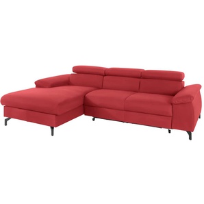 Polstergarnitur COTTA Komaris Sitzmöbel-Sets Gr. Kunstleder, mit Bettfunktion-mit Kopfteilverstellung + Recamiere links, rot (red) Couchgarnituren Sets