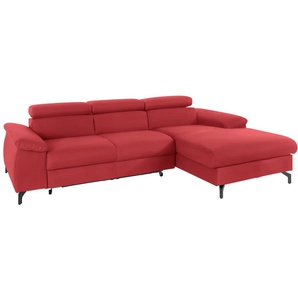 Polstergarnitur COTTA Komaris Sitzmöbel-Sets Gr. Kunstleder, mit Bettfunktion-mit Kopfteilverstellung + Recamiere rechts, rot (red) Couchgarnituren Sets