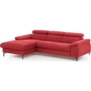 Polstergarnitur COTTA Komaris Sitzmöbel-Sets Gr. Kunstleder, ohne Bettfunktion-mit Kopfteilverstellung + Recamiere links, rot (red) Couchgarnituren Sets