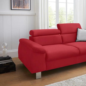 Polstergarnitur COTTA Komaris Sitzmöbel-Sets Gr. Kunstleder SOFTLUX, mit Kopfteilverstellung, rot (red) Couchgarnituren Sets