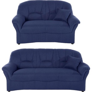 Polstergarnitur DOMO COLLECTION Bahia Sitzmöbel-Sets Gr. Struktur, Inklusive Federkern, blau (dunkelblau) Couchgarnituren Sets 3-Sitzer & 2-Sitzer-Set