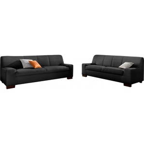 Polstergarnitur DOMO COLLECTION Norma Sitzmöbel-Sets Gr. H: 74 cm, Kunstleder SOFTLUX, schwarz Couchgarnituren Sets bestehend aus je einem 2- und 3-Sitzer