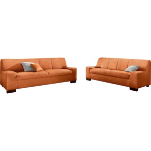 Polstergarnitur DOMO COLLECTION Norma Sitzmöbel-Sets Gr. H: 74 cm, Microfaser PRIMABELLE, orange (terrakotta) Couchgarnituren Sets bestehend aus je einem 2- und 3-Sitzer