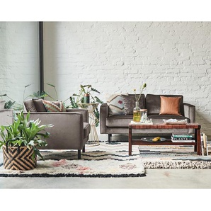 Polstergarnitur Samt 3-2 Braun/Muskat Webstoff Glamour
