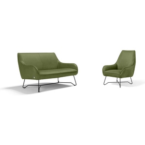 Polstergarnitur EGOITALIANO Namy Sitzmöbel-Sets Gr. Lu x us-Microfaser BLUSH, grün (kiwi) Couchgarnituren Sets Set aus 2-Sitzer und Sessel, edles Metallgestell