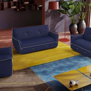 Polstergarnitur EGOITALIANO Yuki Sitzmöbel-Sets Gr. H/T: 85 cm x 90 cm, Microfaser, blau (cobalt, grau) Couchgarnituren Sets Set, bestehend aus einem 2,5- und 2-Sitzer, mit innovativen