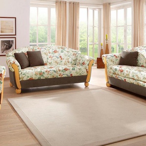 Polstergarnitur HOME AFFAIRE Milano Sitzmöbel-Sets Gr. H/T: 83 cm x 81 cm, Chenille, braun (braun, geblümt) Couchgarnituren Sets 2-Sitzer und 3-Sitzer