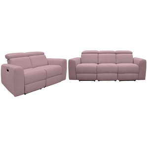 Polstergarnitur HOME AFFAIRE Sentrano Sitzmöbel-Sets Gr. Struktur fein, mit manueller Rela x funktion, rosa (rosé) Couchgarnituren Sets