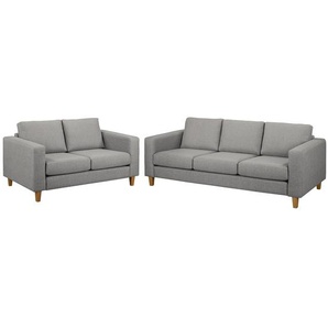 Polstergarnitur 3-2 Grau/Platin Webstoff Inas 214 x 86 x 90cm Natur