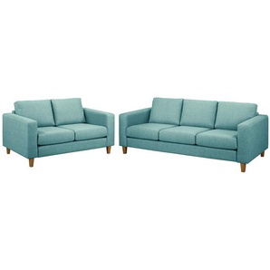 Polstergarnitur 3-2 Türkis Webstoff Lark 214 x 86 x 90cm Skandi