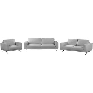 Polstergarnitur 3-2-1 Grau/Lichtgrau Webstoff Modern