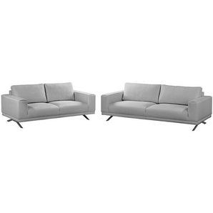 Polstergarnitur 3-2 Grau/Lichtgrau Webstoff Modern
