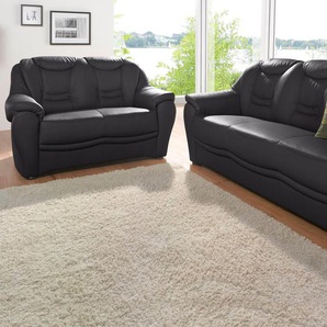 Polstergarnitur SIT&MORE Bansin Sitzmöbel-Sets Gr. Kunstleder SOFTLUX, schwarz Couchgarnituren Sets bestehend aus einem 3- und 2- Sitzer, inklusive Federkern