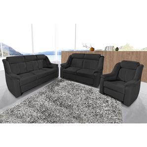 Polstergarnitur SIT&MORE Basel Sitzmöbel-Sets Gr. Kunstleder SOFTLUX, schwarz Couchgarnituren Sets Set, bestehend aus 3-Sitzer + 2-Sitzer Sessel