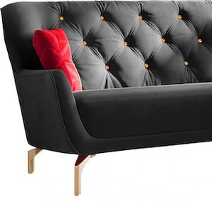 Polstergarnitur SIT&MORE Orient 3 V Sitzmöbel-Sets Gr. Samtoptik, 3-Sitzer + 2-Sitzer, schwarz Couchgarnituren Sets
