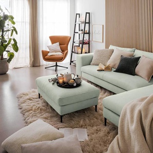 Polsterhocker 101 x 43 x 69cm Grau/Platingrau Webstoff Caya: Mintgrau