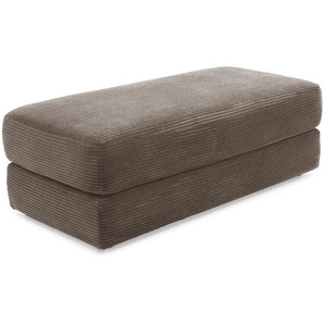 Polsterhocker 124x60 cm Federkern Sitzbank Designerhocker in Cord Braun Taupe / 15258