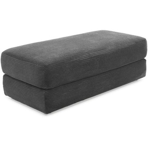 Polsterhocker 124x60 cm Federkern Sitzbank Designerhocker in Cord Dunkelgrau / 15255