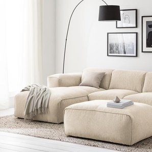 Polsterhocker 81 x 38 x 100cm Beige Webstoff Saia: Beige