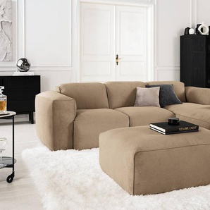 Polsterhocker 81 x 38 x 100cm Braun Cordstoff Snor: Taupe