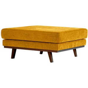 Polsterhocker 85 x 43 x 60cm Gelb Buche Dunkel Webstoff Cieli: Senfgelb